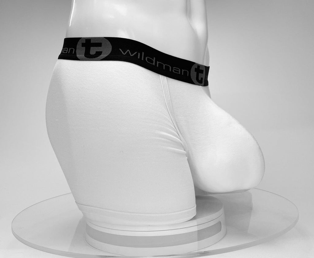 WildmanT Boxershorts aus Baumwolle mit Monster Cock-Motiv, Innennaht 12,7 cm, Weiß