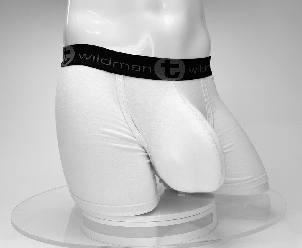 WildmanT Boxershorts aus Baumwolle mit Monster Cock-Motiv, Innennaht 12,7 cm, Weiß