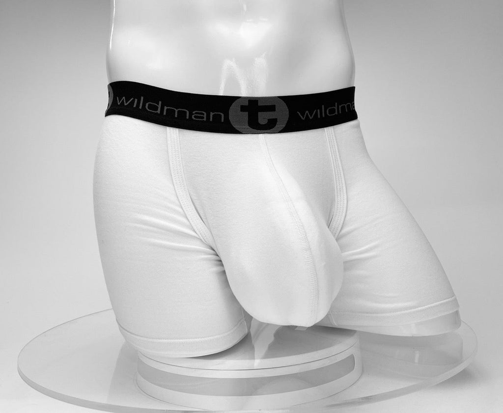 WildmanT Boxershorts aus Baumwolle mit Monster Cock-Motiv, Innennaht 12,7 cm, Weiß