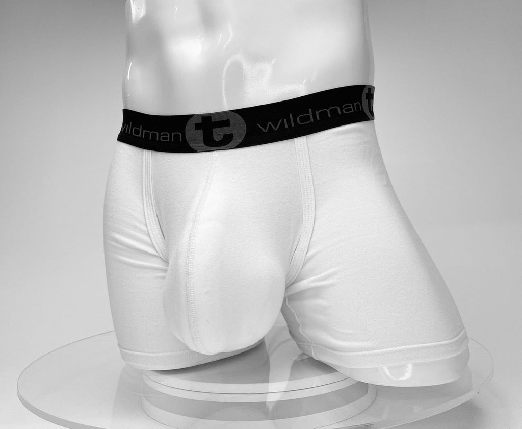 WildmanT Boxershorts aus Baumwolle mit Monster Cock-Motiv, Innennaht 12,7 cm, Weiß