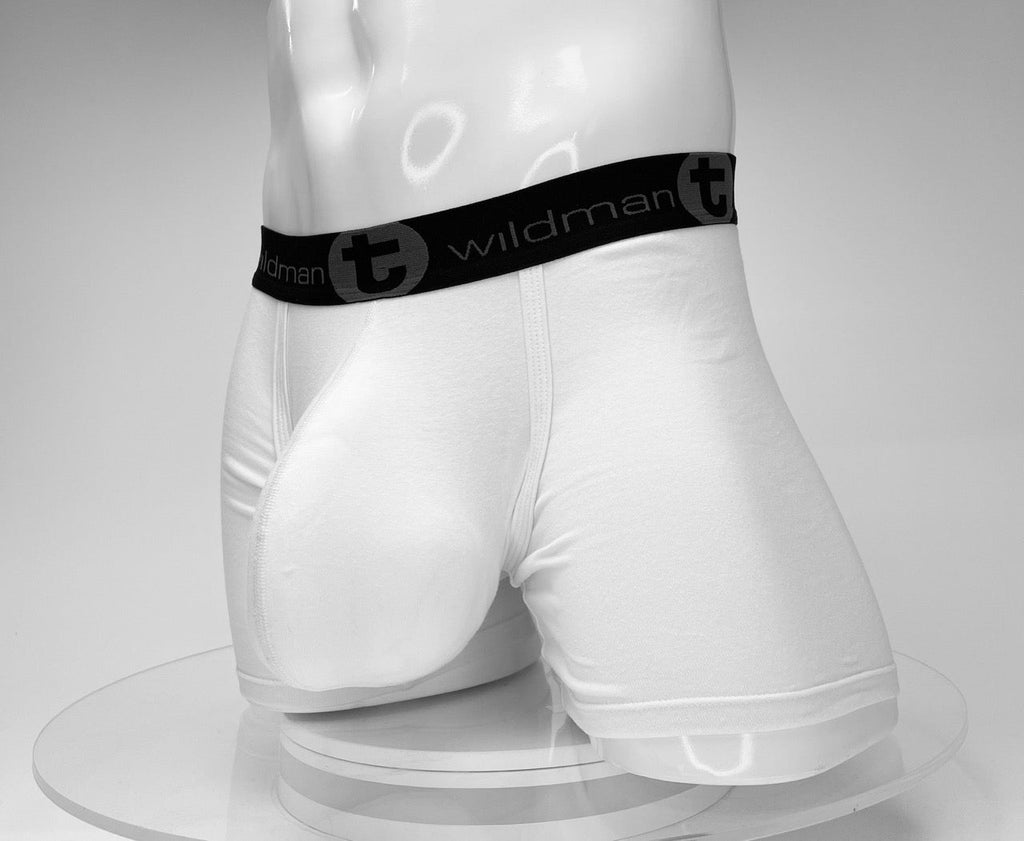 WildmanT Boxershorts aus Baumwolle mit Monster Cock-Motiv, Innennaht 12,7 cm, Weiß