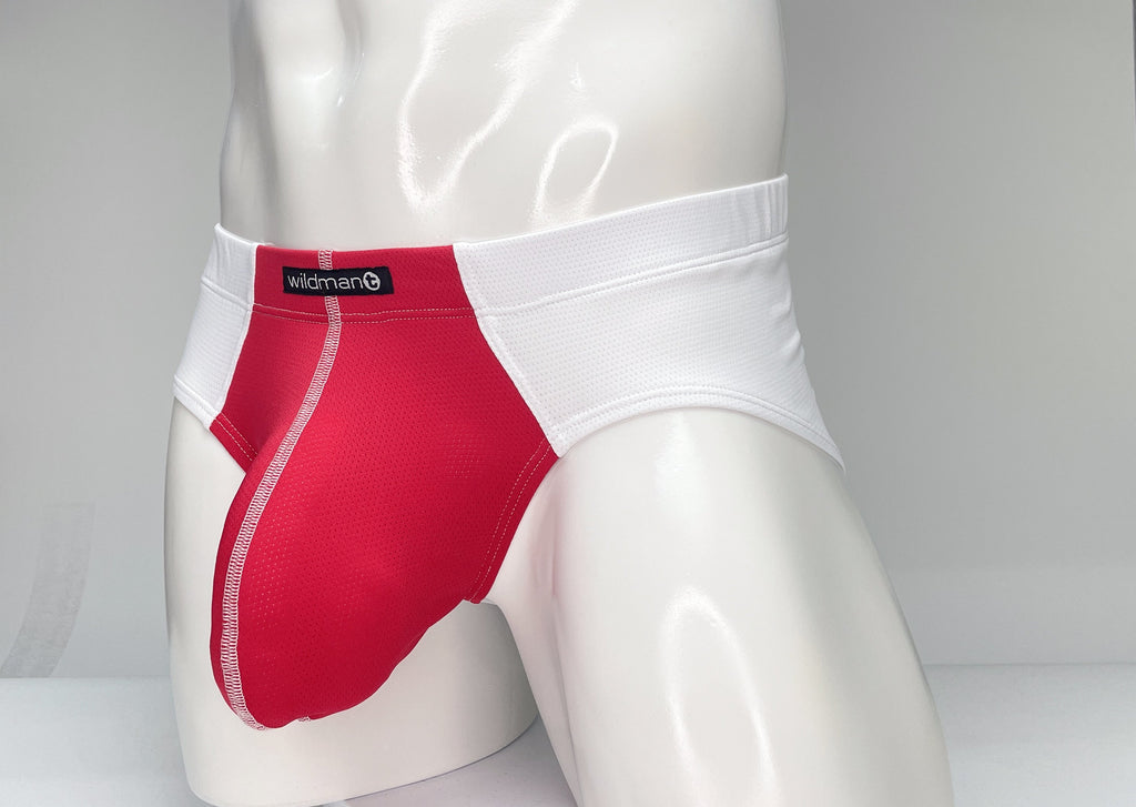 WildmanT Mesh Brief White and Red - DealByEthan.gay loves WildmanT