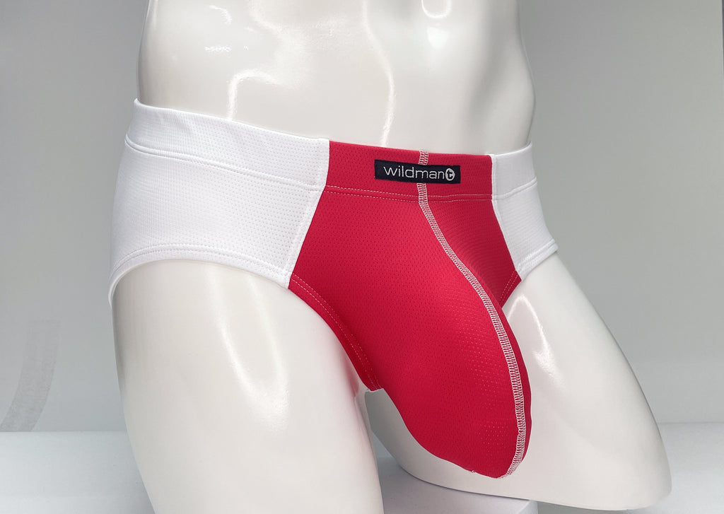 WildmanT Mesh Brief White and Red - DealByEthan.gay loves WildmanT
