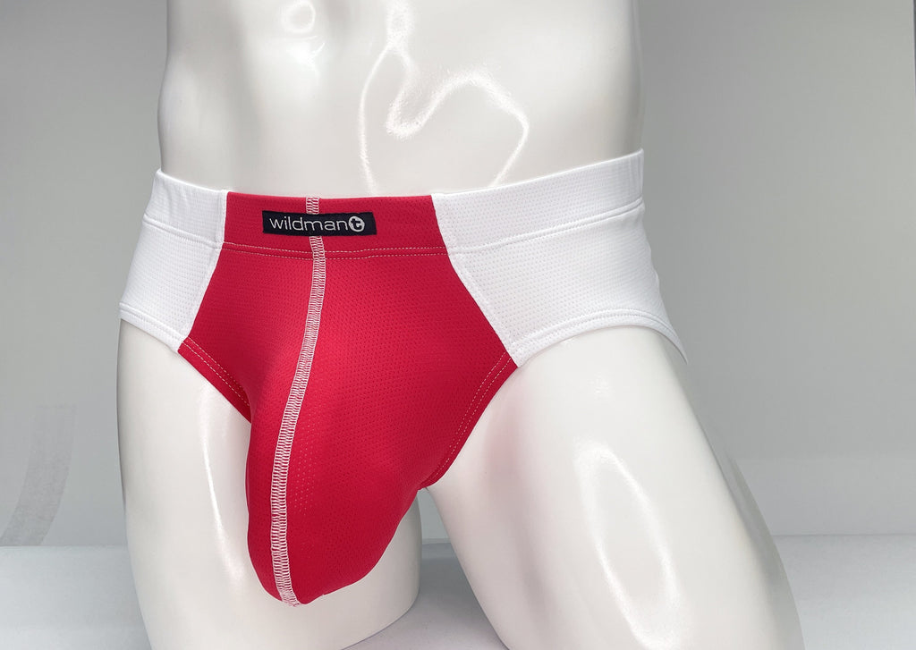 WildmanT Mesh Brief White and Red - DealByEthan.gay loves WildmanT