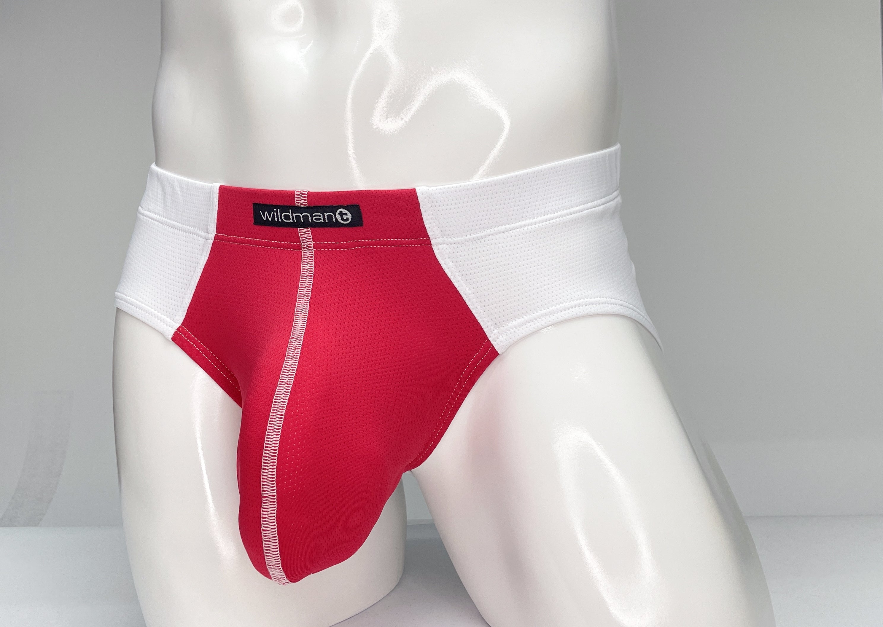 WildmanT Mesh Brief White and Red - DealByEthan.gay loves WildmanT