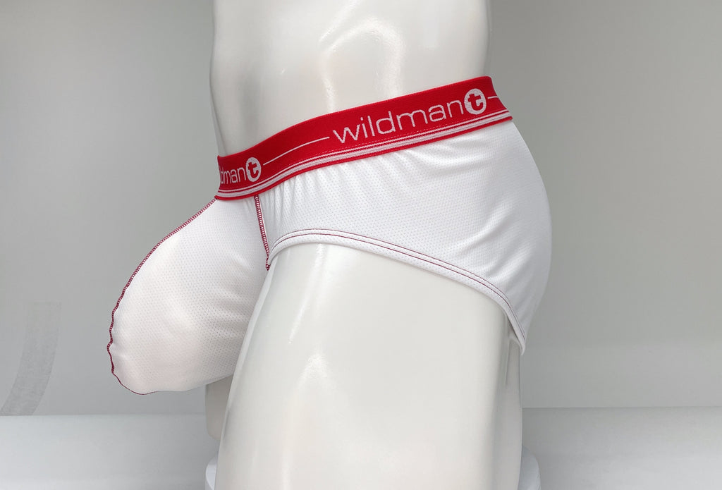 WildmanT Mesh Brief White and Red - DealByEthan.gay loves WildmanT
