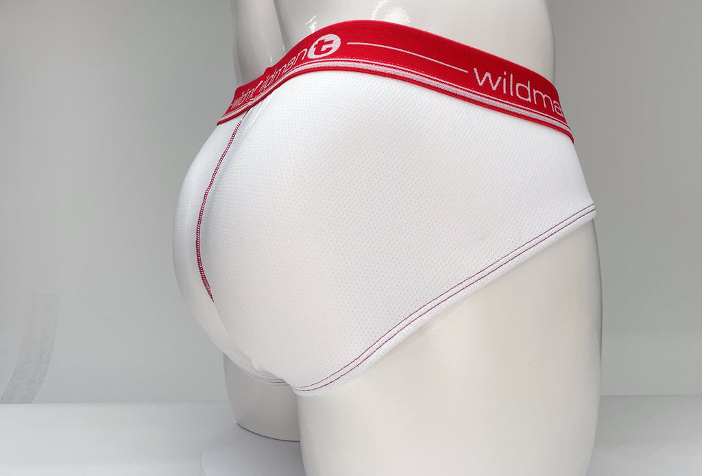 WildmanT Mesh Brief White and Red - DealByEthan.gay loves WildmanT
