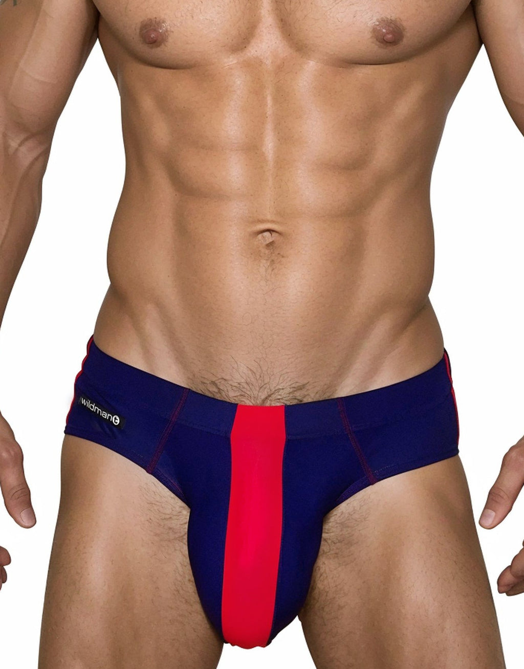 Bañador tipo slip WildmanT Monster Cock azul marino y rojo