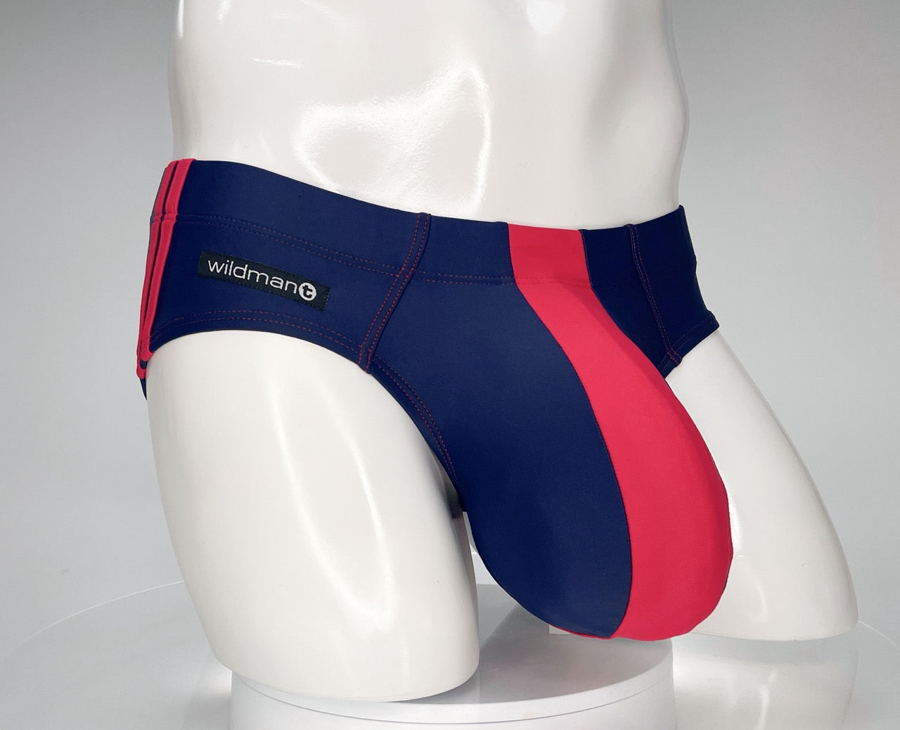 Bañador tipo slip WildmanT Monster Cock azul marino y rojo