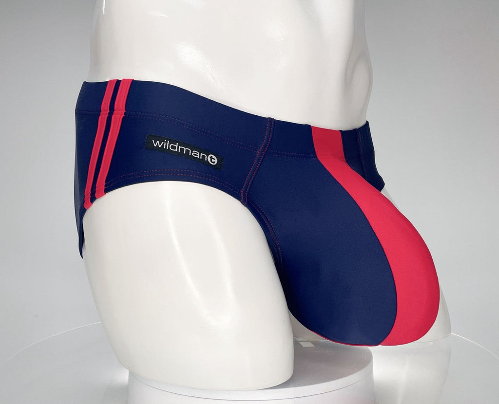 Bañador tipo slip WildmanT Monster Cock azul marino y rojo
