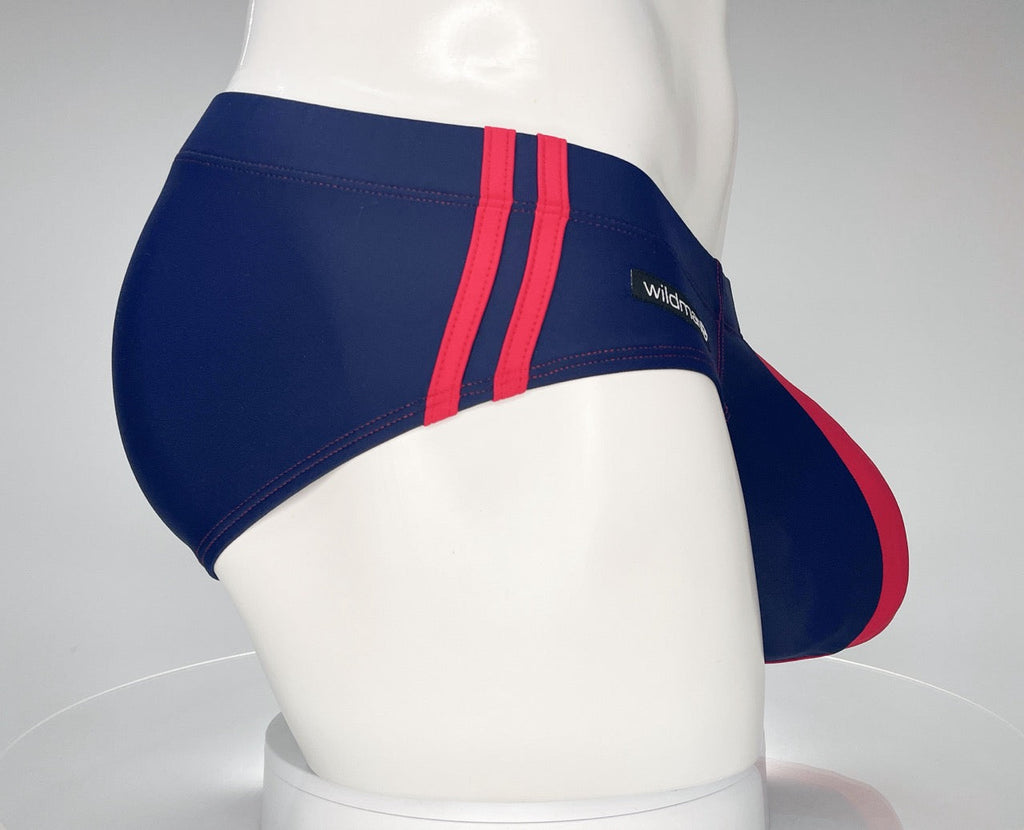 Bañador tipo slip WildmanT Monster Cock azul marino y rojo