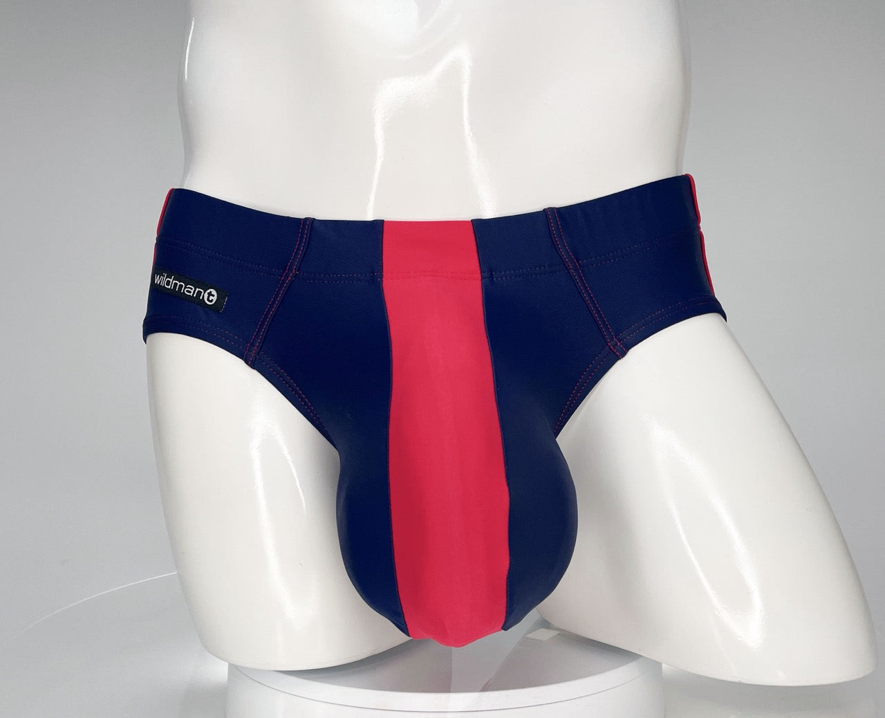 Bañador tipo slip WildmanT Monster Cock azul marino y rojo