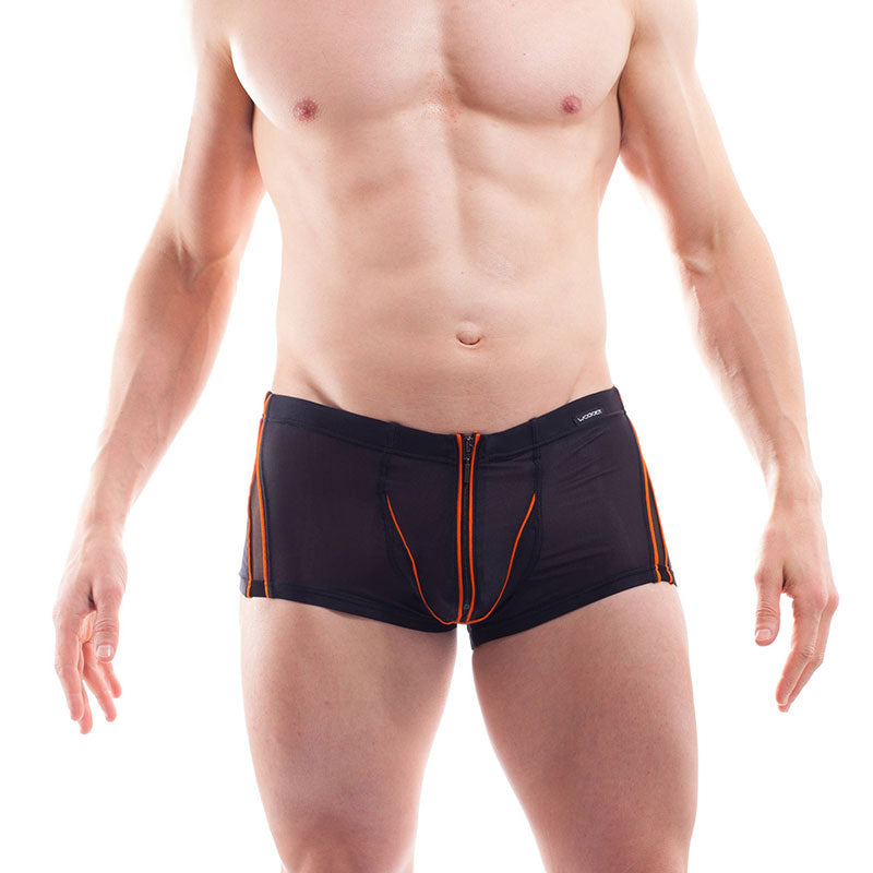 Wojoer Orange Line Powernet Insert Zipper Boxer Brief Underwear Black 397T261 Size M - DealByEthan.gay loves Wojoer