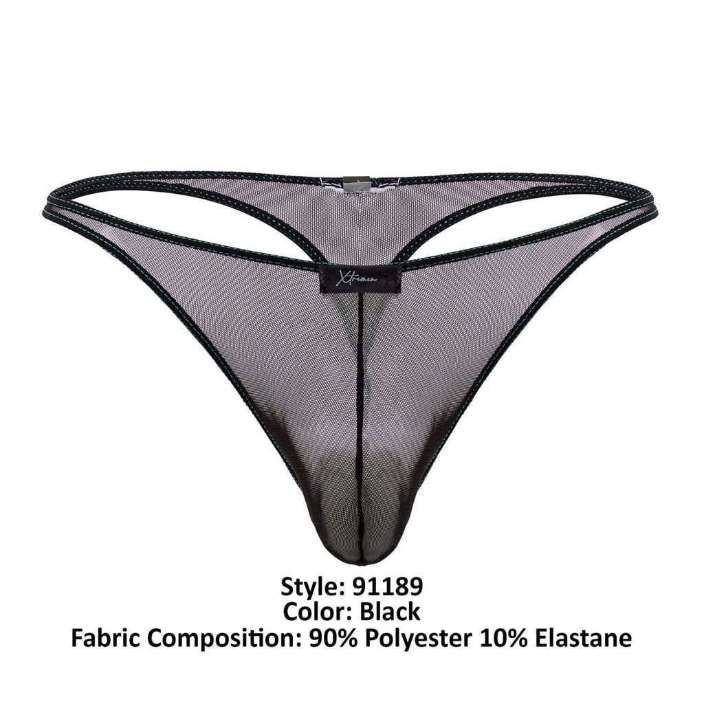Xtremen 91189 Tulle Mesh Thongs Color Black - DealByEthan.gay loves Xtremen