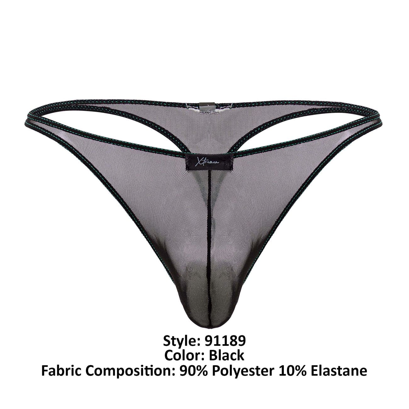 Xtremen 91189 Tulle Mesh Thongs Color Black - DealByEthan.gay loves Xtremen