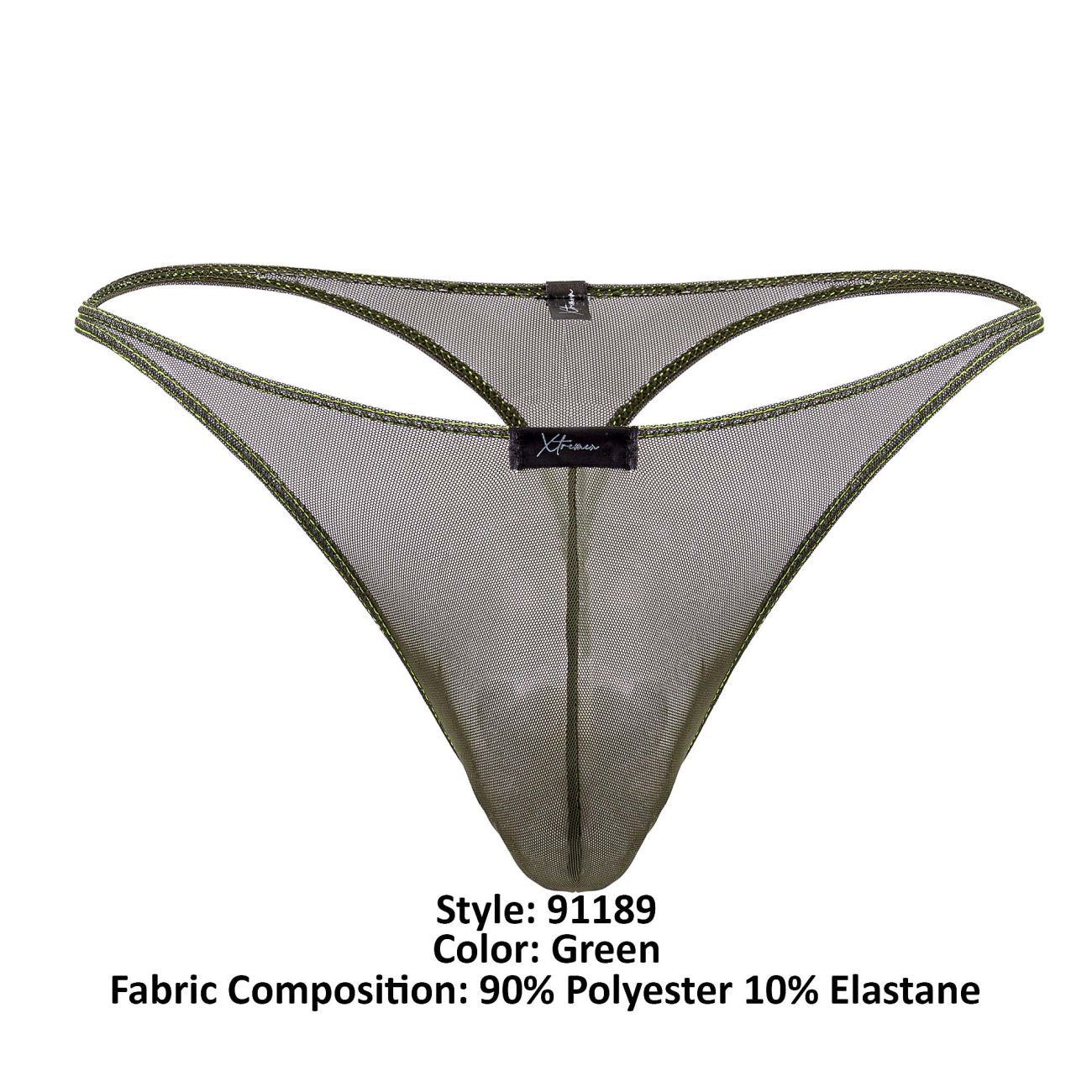 Xtremen 91189 Tulle Mesh Thongs Color Green - DealByEthan.gay loves Xtremen