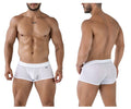 White xtremen 91212b microfiber trunks with white mesh briefs and solid waistband front view