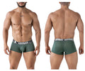 Dark green Xtremen 91222 microfiber trunks with textured fabric and white xtreme logo waistband, form-fitting boxer briefs