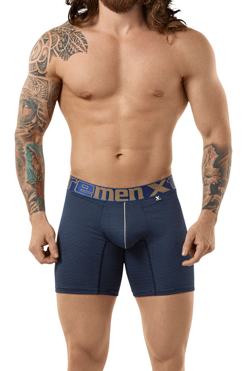 Xtremen Performance Microfiber Long Boxer Brief Underwear Dark Blue 51354 Size L - DealByEthan.gay loves Xtremen