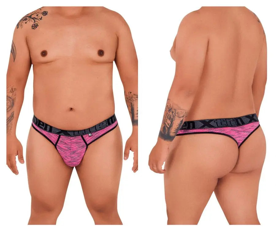Xtremen Ropa Interior de Hombre 91100X Tangas de Malla de Microfibra Color Rosa