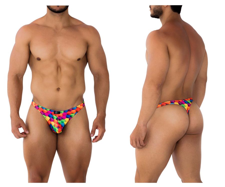 Tanga estampada Xtremen 91171 con cubos de colores