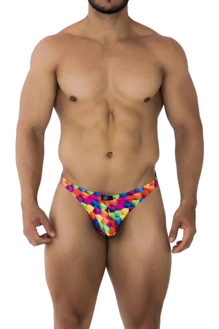 Tanga estampada Xtremen 91171 con cubos de colores