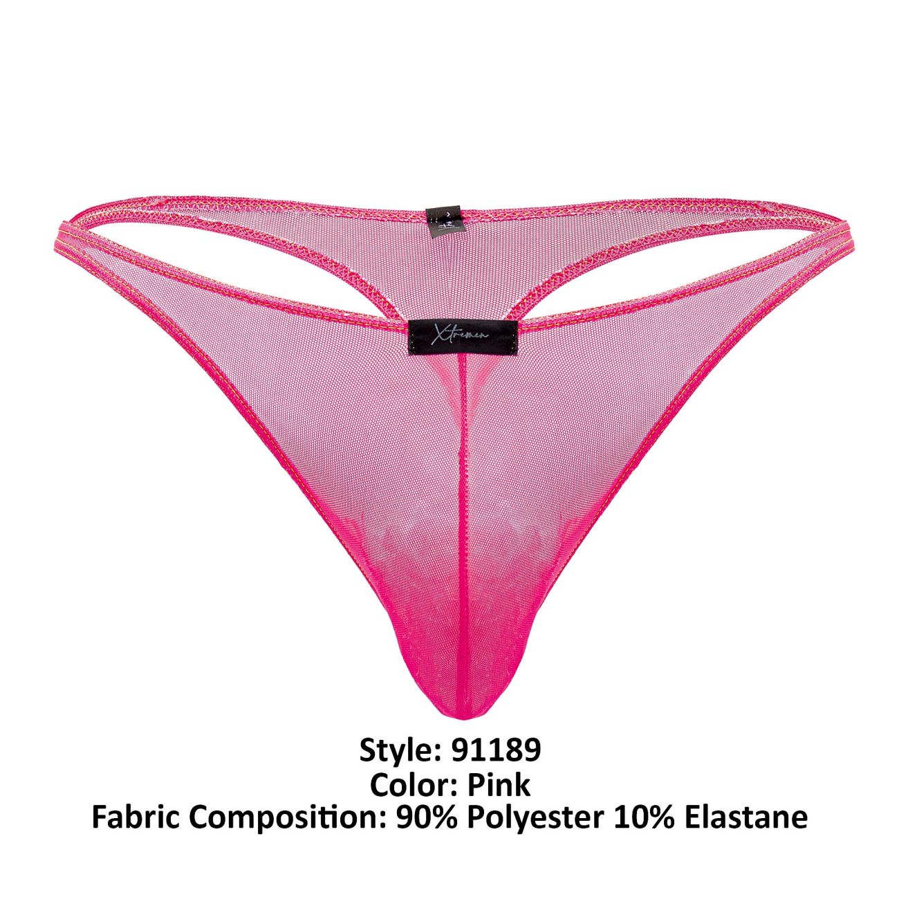 Tanga de malla de tul Xtremen 91189 color rosa