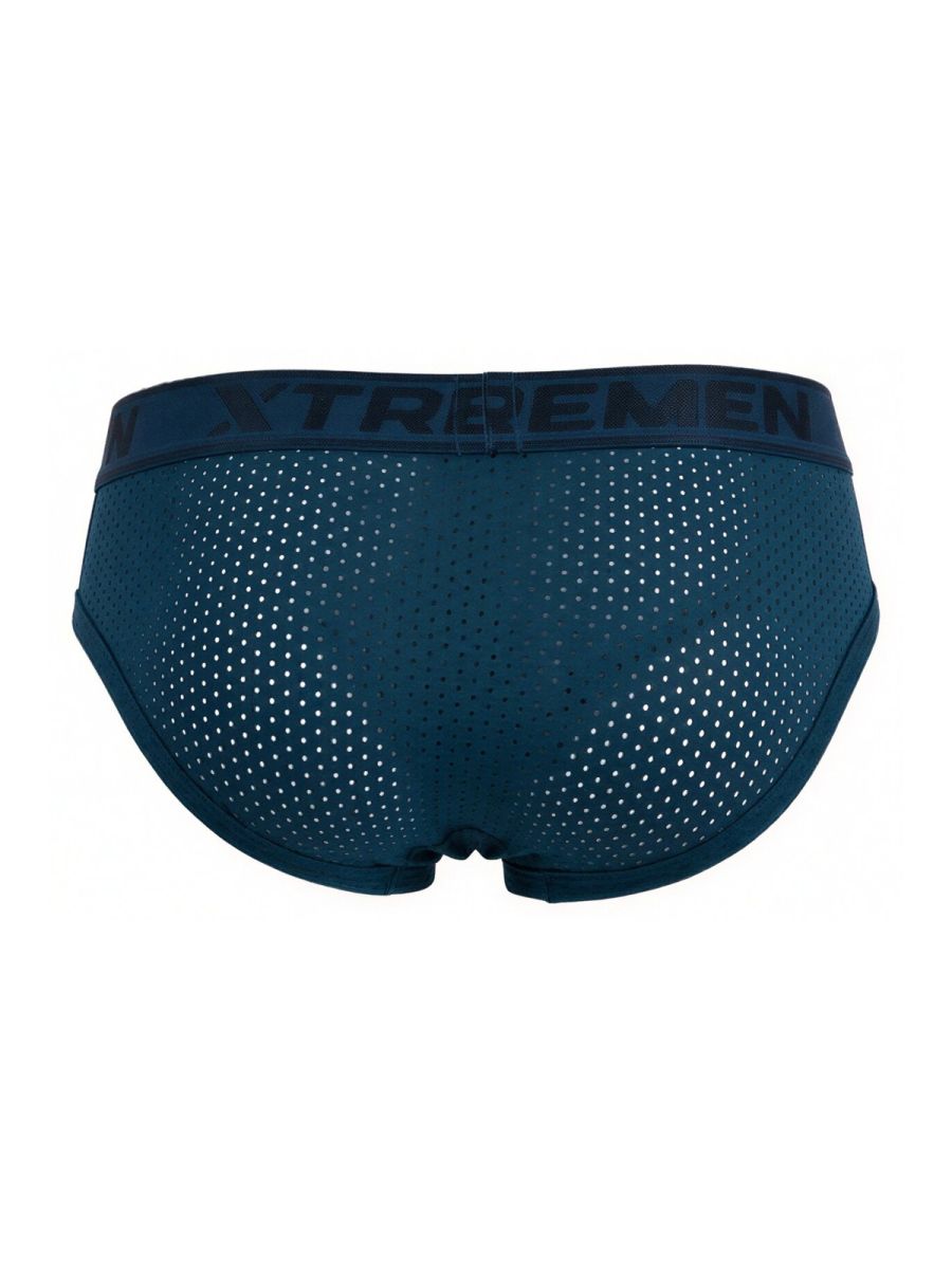 Dark teal xtremen 91250 microfiber mesh briefs with matching elastic waistband featuring xtrememen logo