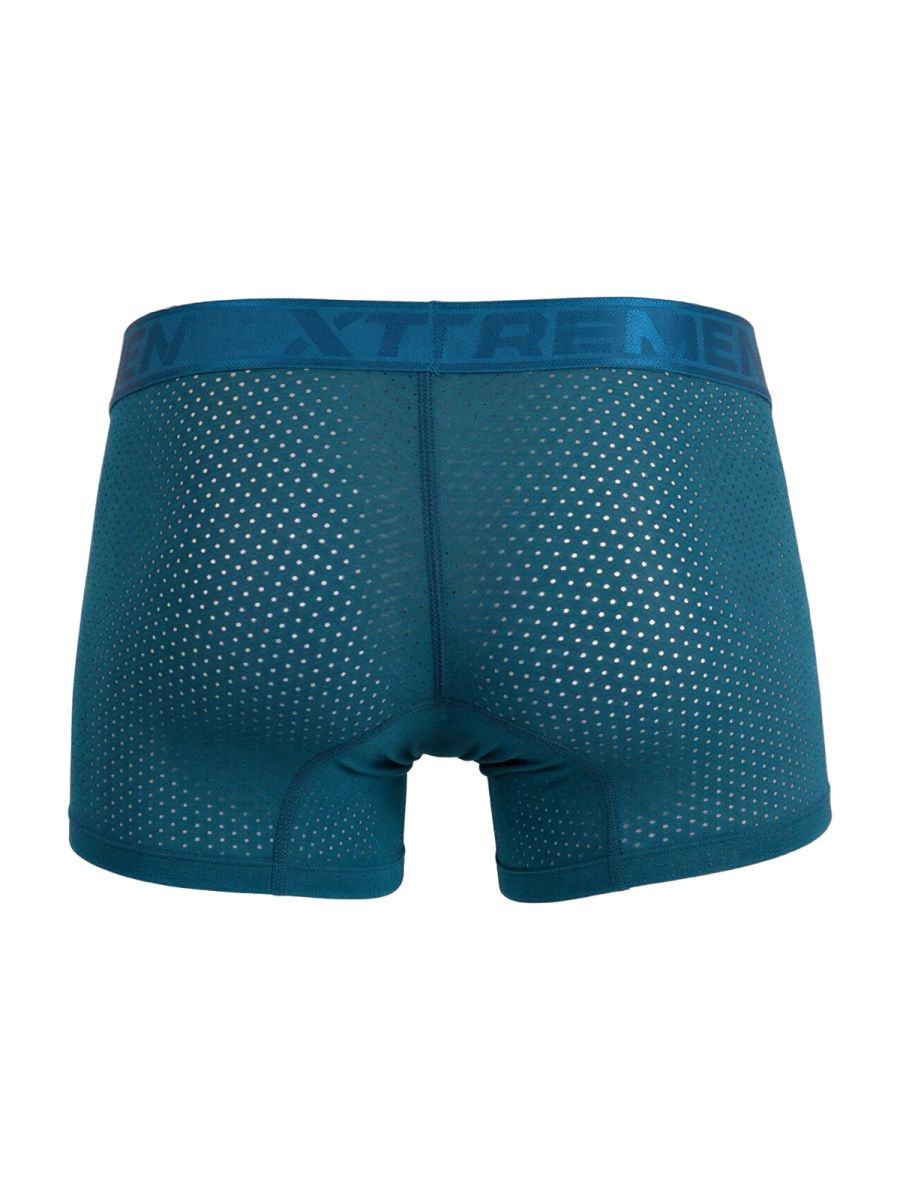 Teal microfiber mesh boxer briefs with xtreme logo waistband in petrol for breathable lightweight comfort