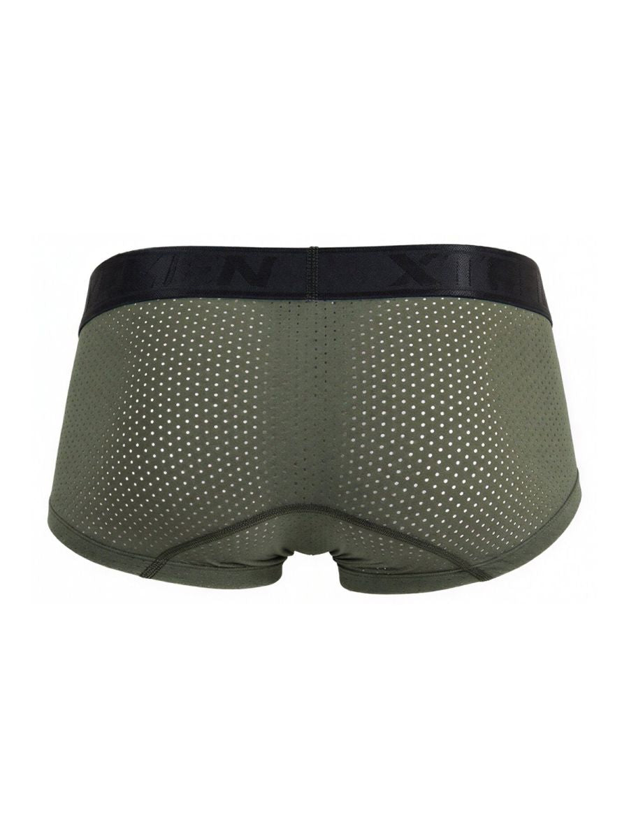 Xtremen 91252 microfiber mesh trunks in military green with olive green mesh and black elastic waistband