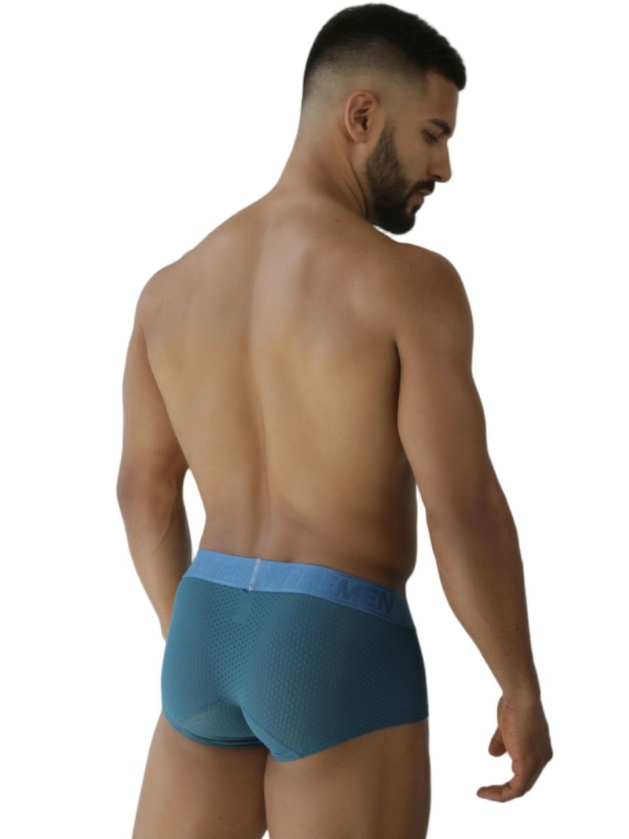 Xtremen 91252 microfiber mesh trunks in petrol blue with light blue elastic waistband for comfortable wear