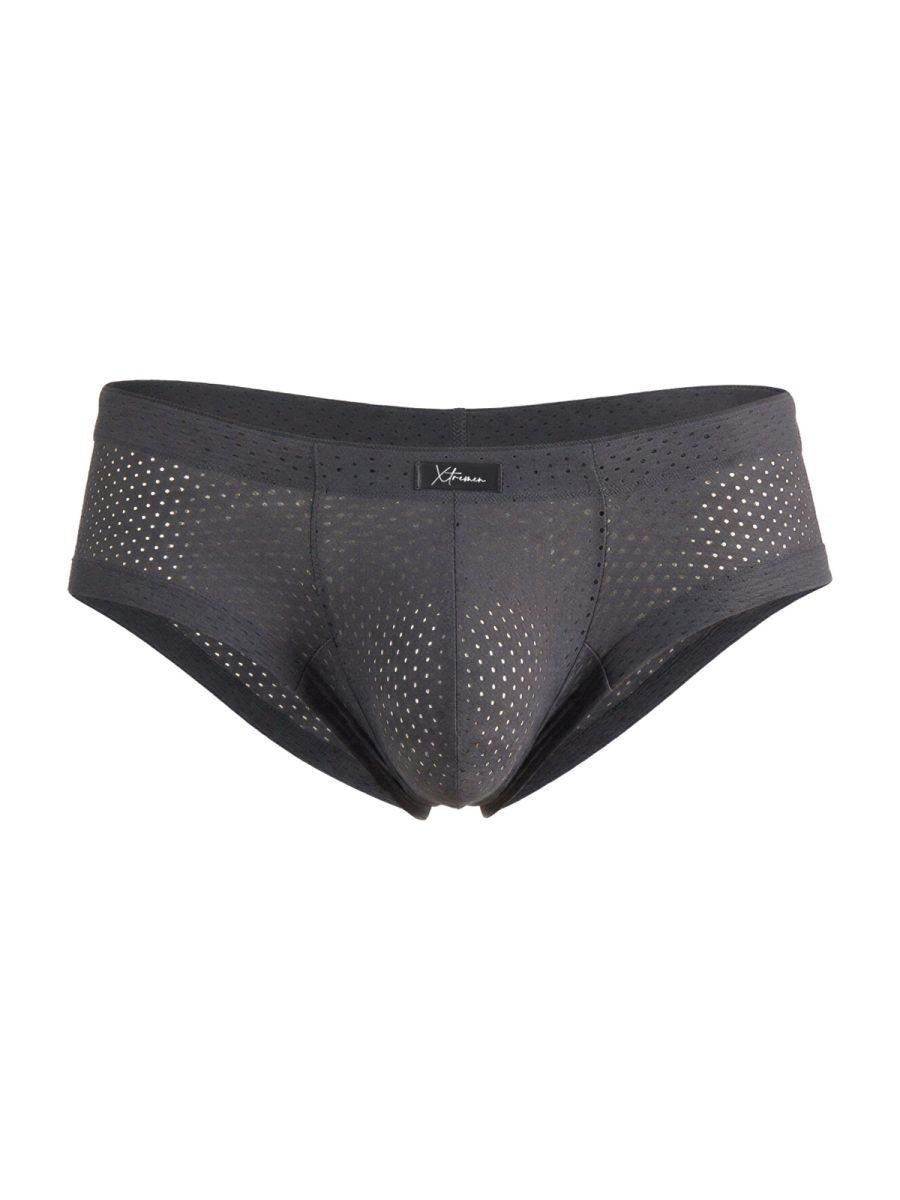 Xtremen 91269 gray microfiber mesh briefs with sleek form-fitting design and subtle perforations for breathability