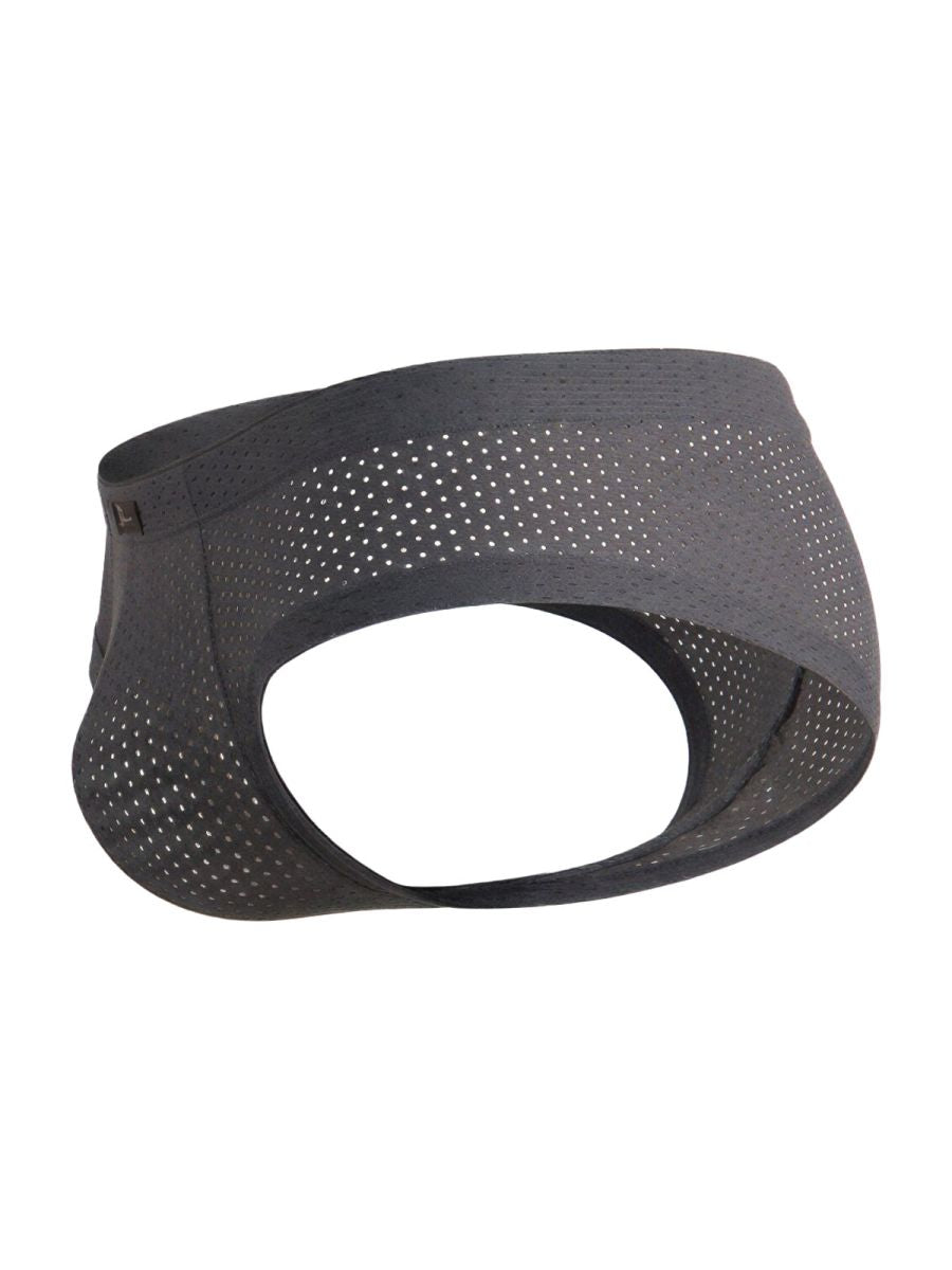 Xtremen 91269 gray microfiber mesh briefs with black perforated mesh and a snug form-fitting athletic design