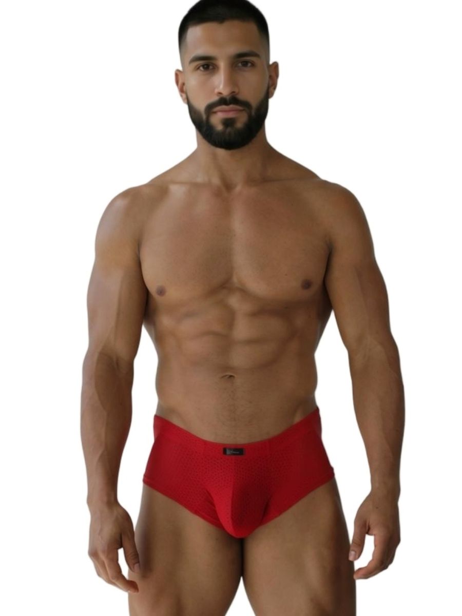Red xtremen 91269 microfiber mesh briefs with snug fit and small black logo on waistband