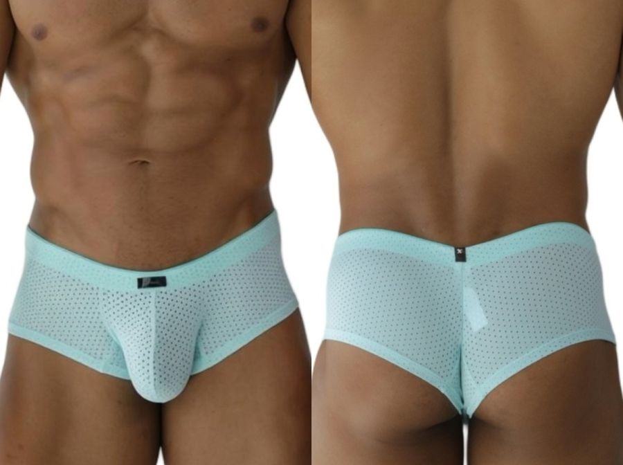 Xtremen 91269 microfiber mesh briefs in seawater color with a solid waistband and small black logo on the front