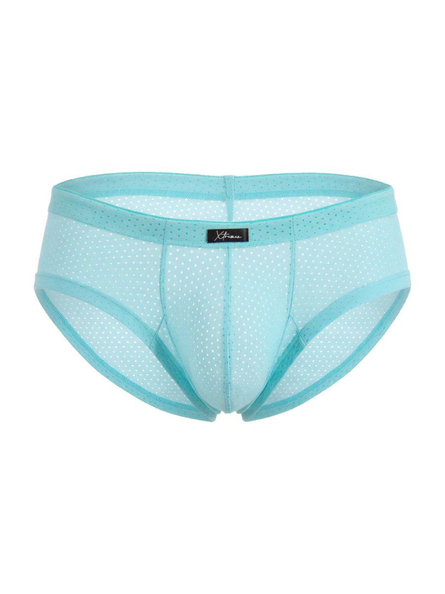 Xtremen 91269 microfiber mesh briefs in seawater blue with subtle dotted pattern and reinforced elastic waistband