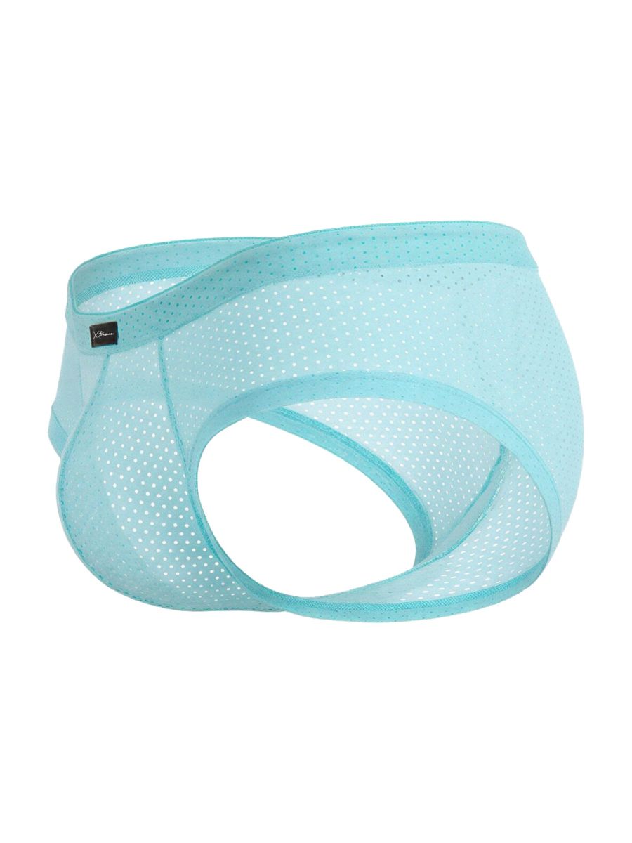 Xtremen 91269 microfiber mesh briefs in seawater color with light blue perforated mesh and elastic waistband for men