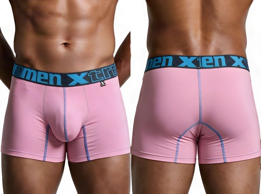 Xtremen 91271 Men's Underwear Sleek Microfiber Boxer Briefs Color Pink