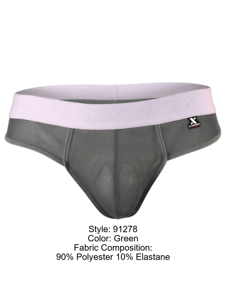 Xtremen 91278 Men's Underwear Breathable Microfiber Mesh Thongs Color Green