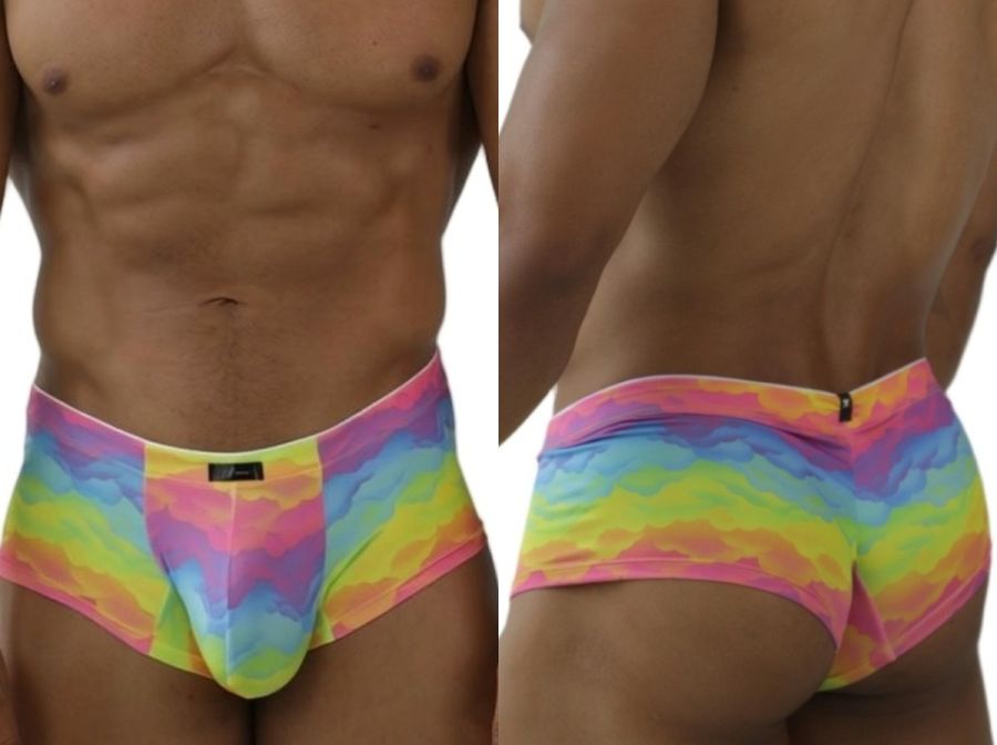 Xtremen 91283 rainbow printed microfiber briefs in vibrant tie-dye pattern with snug fit and elastic waistband