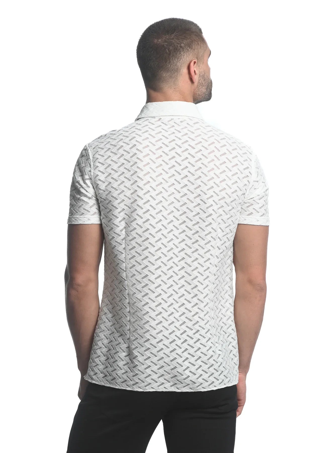 ZIGZAG CHEVERON STRETCH KNIT GOSSAMER S/S SHIRT - DealByEthan.gay loves ST33LE