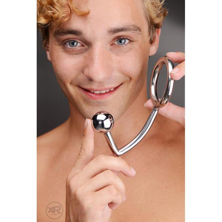 Anillo de pene de acero inoxidable Anal Intruder