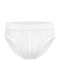 ActiveStripe cotton brief in white striped fabric with smooth elastic waistband and subtle vertical ribbing
