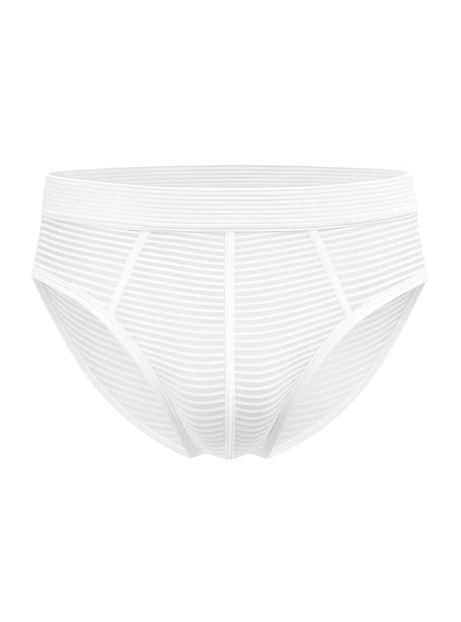 ActiveStripe cotton brief in white striped fabric with smooth elastic waistband and subtle vertical ribbing