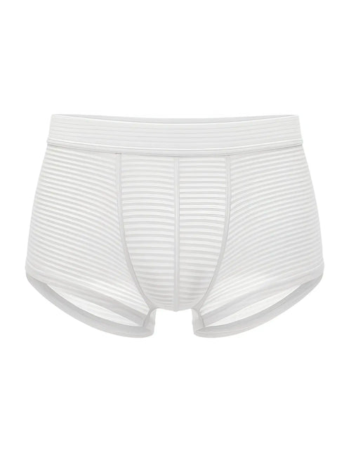 ActiveStripe cotton trunk boxer briefs in white with stripes featuring a smooth elastic waistband and vertical ribbing