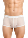 White striped men’s briefs ActiveStripe cotton trunk with sheer textured fabric and reinforced white waistband