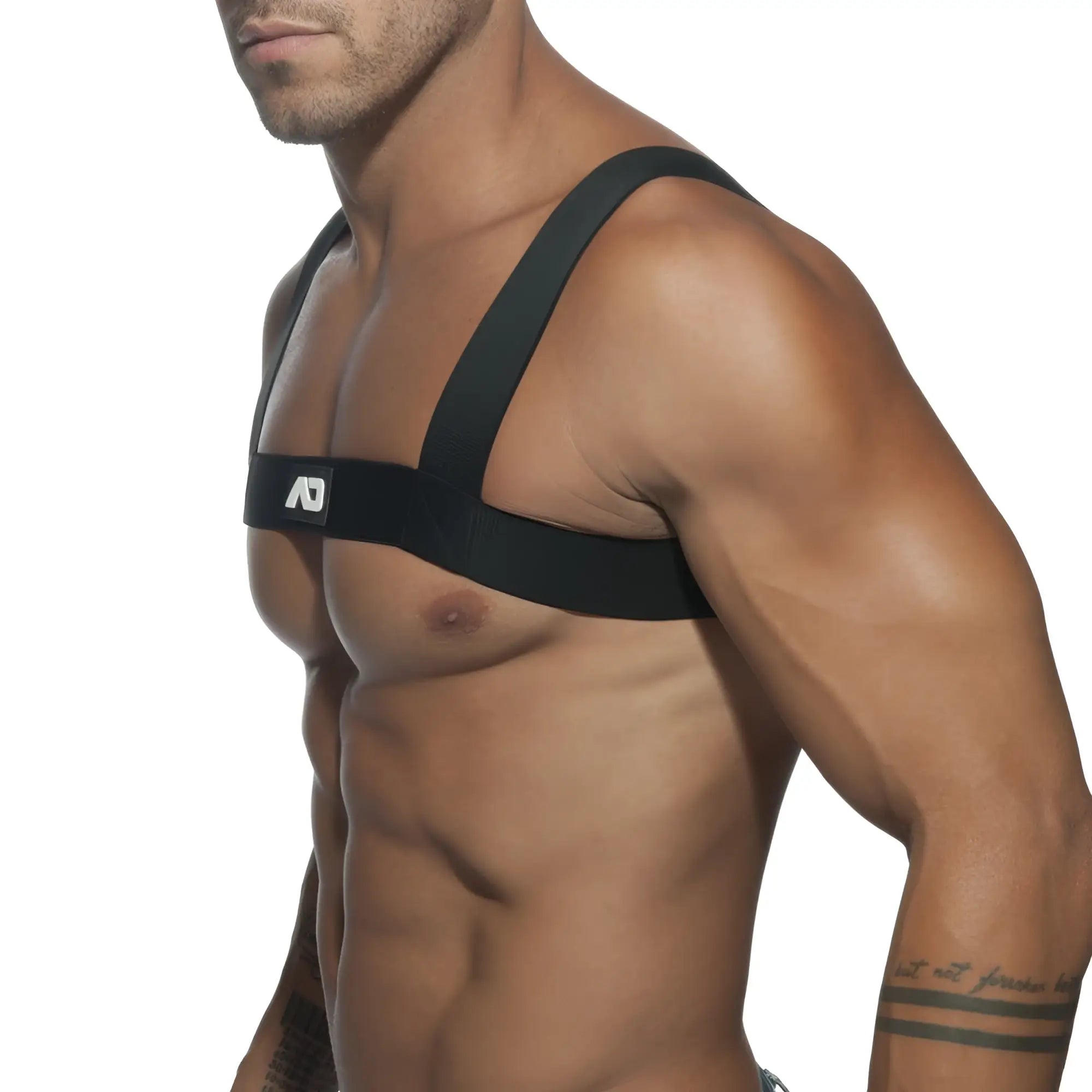 Black ad basic harness chest strap with adjustable shoulder straps designed for secure support and comfort