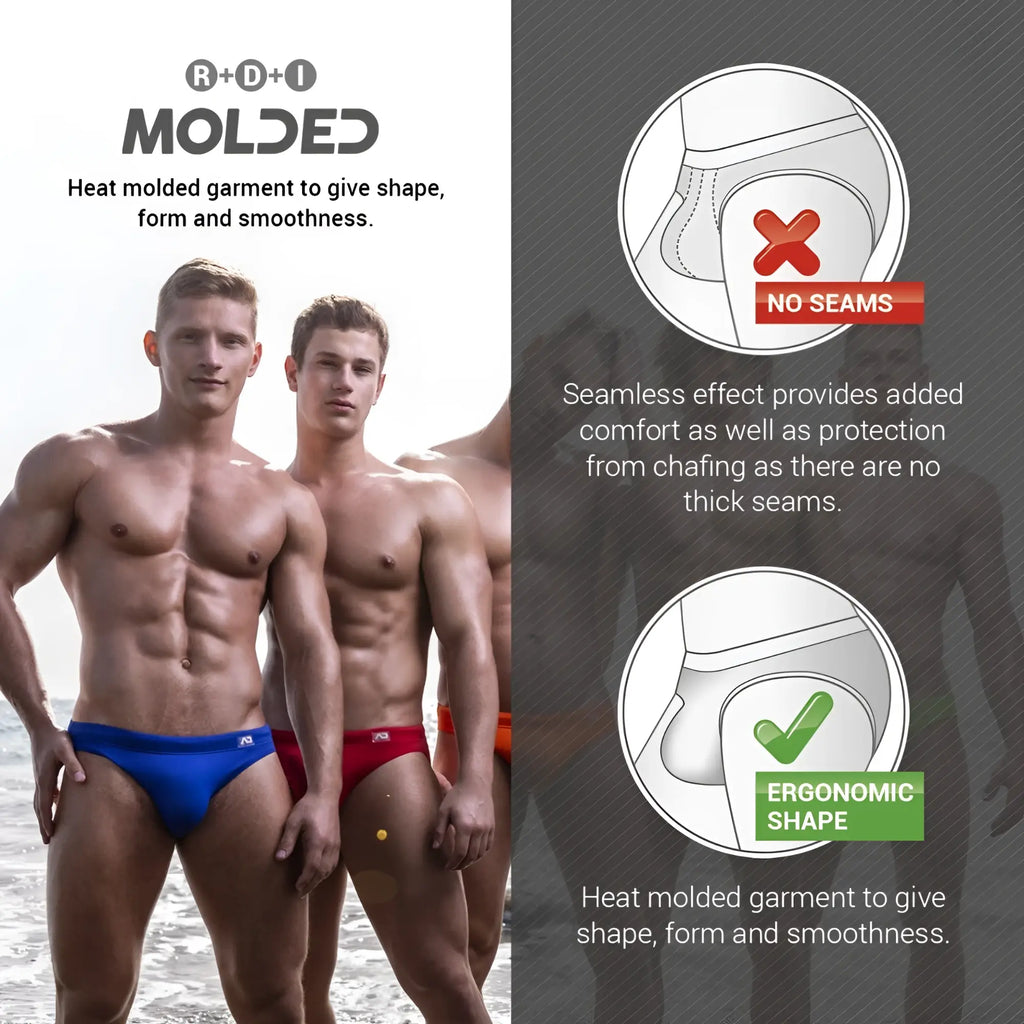 Ad basic swim brief blue and red heat-molded no-seam ergonomic design swim trunks ideal for swimming use