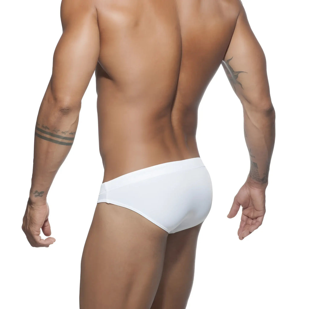 White briefs ad basic swim brief with smooth form-fitting design perfect for swimming and water activities