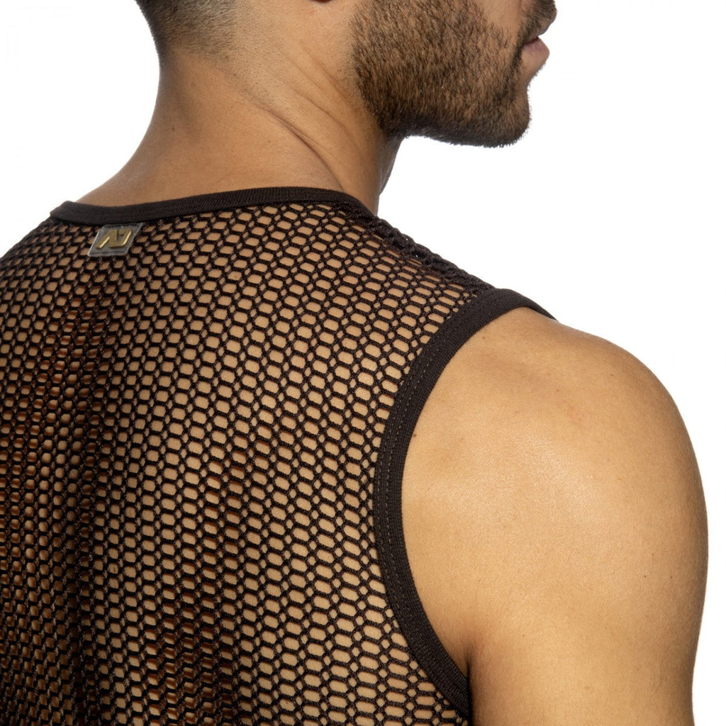 Addicted Openwork Fabric Tank Top - Brown